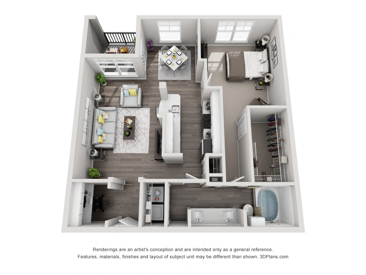 Floor plan layout diagram for 1B